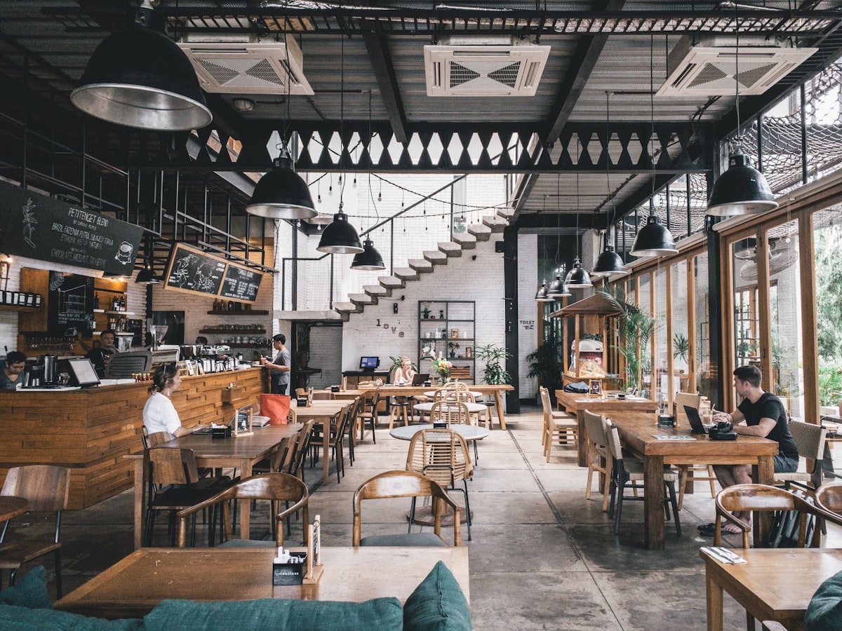 Restaurant dining space for menu and online ordering website