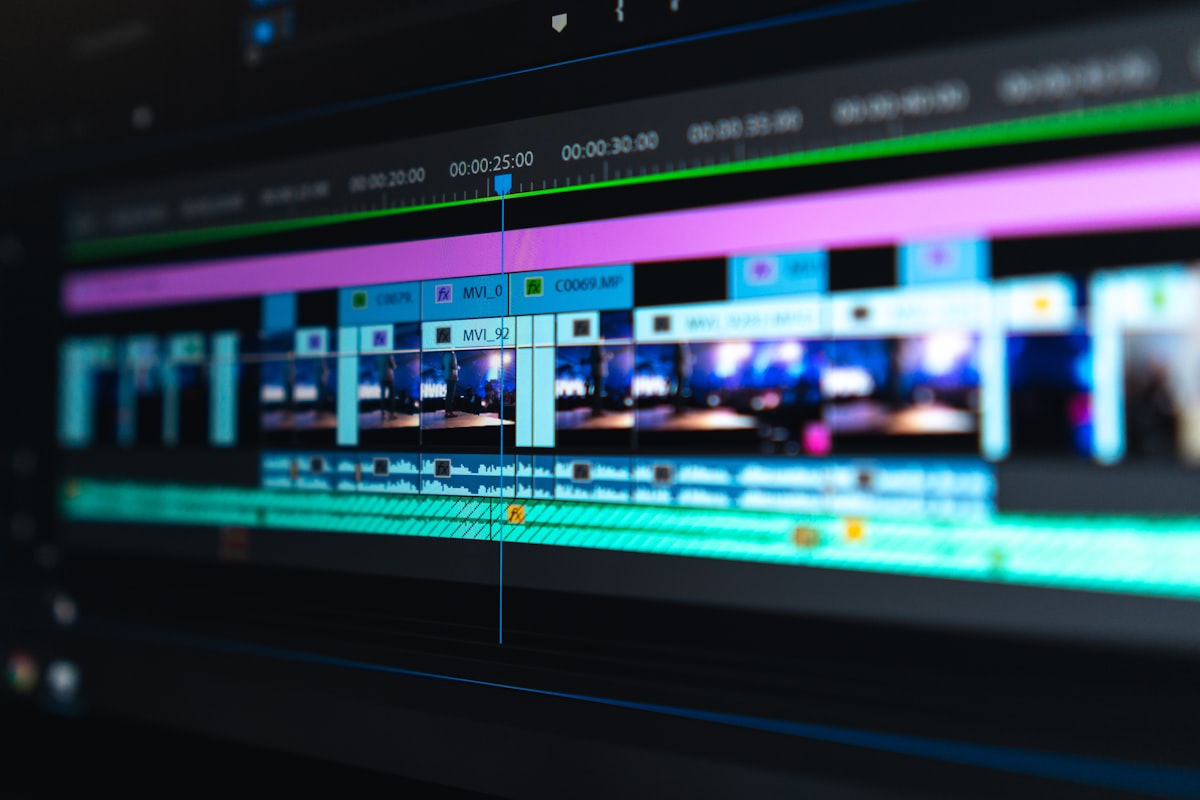 Video editing timeline for motion graphics and promotional cutdowns
