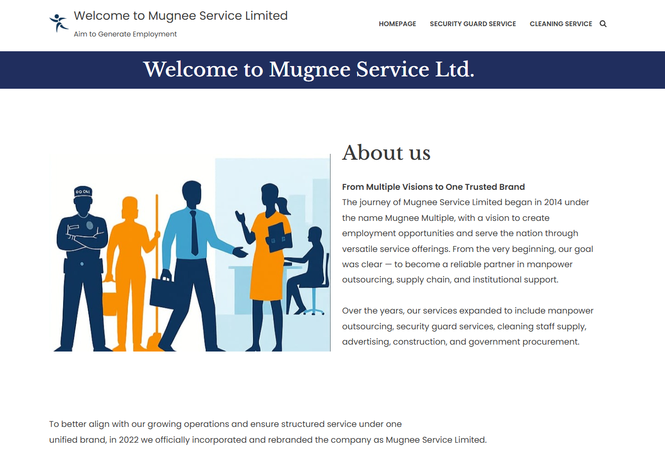 Mugnee Service Limited website project cover